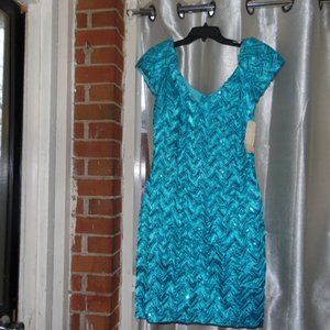 Alyce Designs Vintage 80'90's Turquios Sequin Prom Party Dress Size 12 With tag
